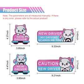 4PCS Cartoon Cat Student Driver Car Magnet, Magnetic Reusable Reflective Car Decal, Cute New Driver Safety Signs Automotive Bumper Stickers