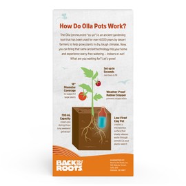 Back to the Roots Self-Watering Terracotta Olla Pot (Pack of 3), 700mL Provides 1 Week of Precision Watering
