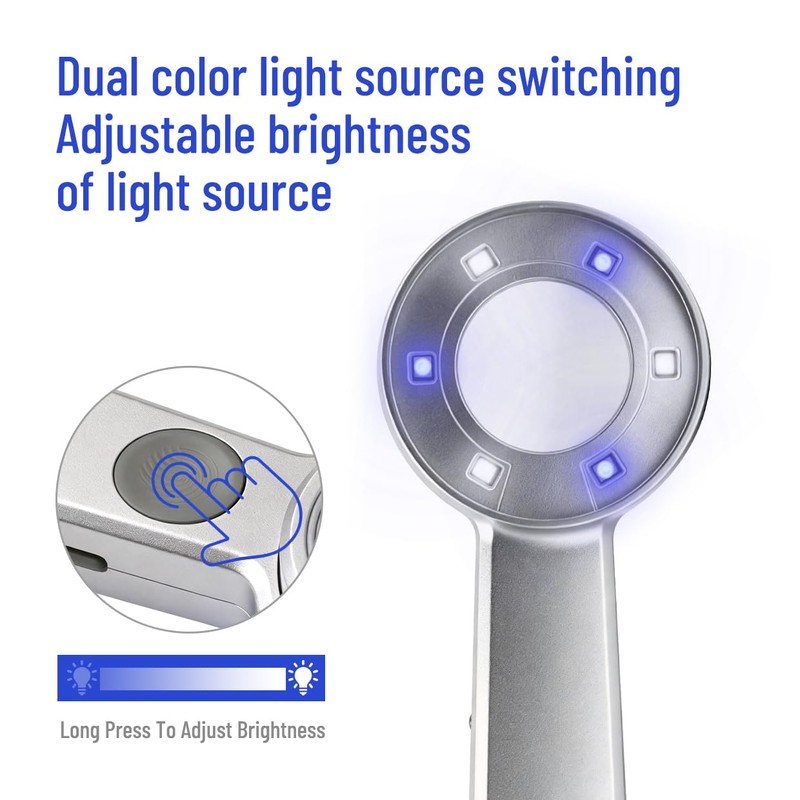 Handheld 60X Magnifier Loupe with UV & LED Lights, 30mm