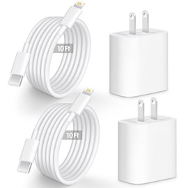 20W Phone Charger with 10 ft Type C to Lightning Cable-White