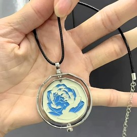 Arcane-Inspired Blue Rose Necklace | Arcane Inspired Pendant | Fantasy-Inspired Jewelry Gift | Lol Gift | Gift Necklace | Inspired Pendant - Color: 1