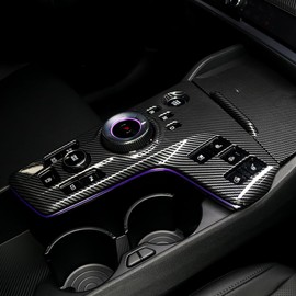 FOEVE Compatible with Kia Sportage 2023 2024 2025 Accessories Central Control Gear Shift Panel Trim Cover, Car Center Console Cover Anti-Scratch Decorative for Electronic Gear, Carbon Fiber Pattern