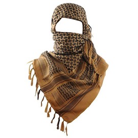 THE ART BOX 100% Cotton Military Mens Scarf Tactical Desert Arab Scarf For Men Face Mask Neck Bandana Shemagh Scarf Wrap Scarves Afghan Scarf (Brown, 45 in x 45 in / 110 cm x 110 cm)