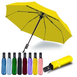 MRTLLOA 42/49 Inch Compact Windproof Travel Umbrella for Rain, Lightweight, Portable, Strong, Folding Umbrellas for Women and Men(42 inch,Yellow)