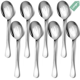 Large Serving Spoons, 8 Pieces Large Stainless Steel Serving Spoons Set Includes 8 Large Slotted Spoons. Serving Spoons for Parties/Kitchen/Buffet, Dishwasher Safe, 10-Inch