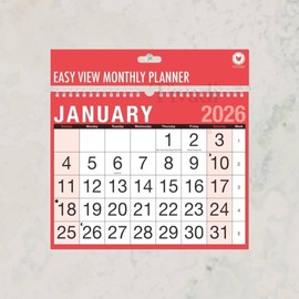 TIVADI 2026 Wall Desktop Planners and Calendars (2026 Easy View Monthly Planner, Wall Calendar, Spiral bound for Office Home School, (Size 22cm x 27.5cm))
