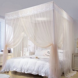 Living Peace Lace Curtain Style Bed Mosquito Net (150x200cm) Peach
