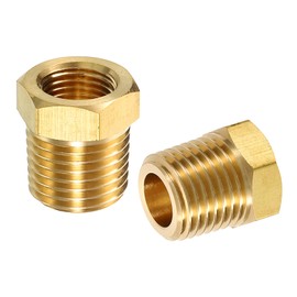uxcell 2Pcs 1/4 BSPT Male x 1/8 NPT Female Brass Reducer Hex Bushing Threaded Pipe Fitting, Brass Threaded Pipe Fitting Adapter for Water, Gas, Oil Pipeline Systems