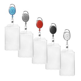 Karteo Vertical ID Card Holder Unique Permanent Lockable with ID Yo-Yo Black with Carabiner Hook ID Card Holder Made of Polycarbonate Transparent for ID Cards Service Cards