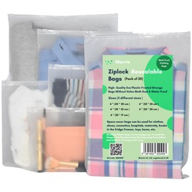 Marrie Reusable Ziplock Bags Travel Clothes Storage Bags Maternity Hospital Organiser Ziploc Pouches No Hole Frosted Resealable Waterproof Luggage Bags for Garments Shoes Cosmetics (20pcs Pack)