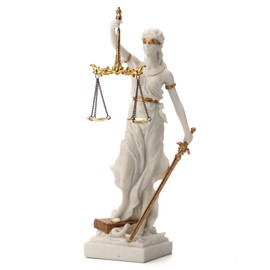 Veronese Design 12 Inch Blind Lady Justice Themis Resin Statue White Gold Finish