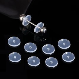 0.28 Inch Silicone Earring Backs Stoppers for Piercings, Clear Discs, 7mm, Non-Pull Stabilizer Pads for Healing Earlobe Support Patches (50 pcs)