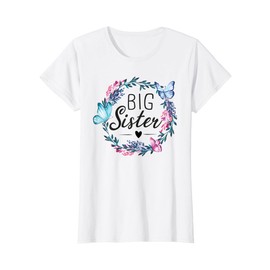 Big Sister Big Sister 2022 Girls' Floral T-Shirt, White