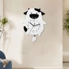 Acrylic Wall Clock Cartoon Cow Shape Silent Movement Decorative Swinging