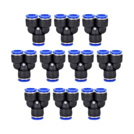 10Pcs Push to Connect Pneumatic Quick Fittings (Y Splitters,1/4in-6mm)