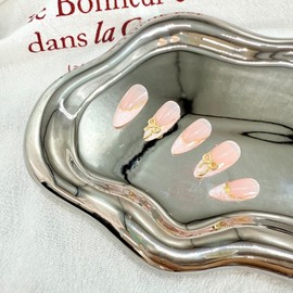 LWTZLW Summer French Tip Press on Nails Short Almond False Nails with 3D Bow Charms Full Cover Glue ons Nails White French Tip Acrylic Fake Nail Glossy Artificial Nail Reusable for Women