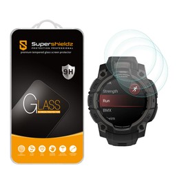 Supershieldz (3 Pack) Designed for Garmin Instinct 3 45mm (Solar/Amoled) Tempered Glass Screen Protector, Anti Scratch, Bubble Free