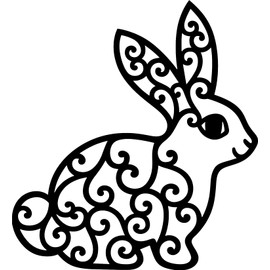 Swirly Easter Bunny Rabbit Vinyl Decal Sticker for Car/Window/Wall (Orange Gloss)