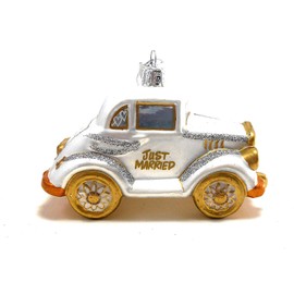 Kurt Adler Noble Gems Just Married Wedding Car Glass Ornament NB0831 New