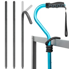 Vive Bendable Cane Holder 4 Pack - Flexible Walking Stick Stand for Table - Fixation Grabber Hook Attaches on Walker, Rollator, Mobility Scooter, Wheelchair-Accessory to Hang & Hold Items Within Reach