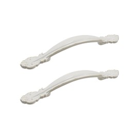 Pastlla 2 Pcs Ivory White Cabinet Handle Pulls, Euro Vintage Style Arch Cupboard Drawer Dresser Pull Handles for Cabinets Cupboard Closet Furniture Dresser Drawers Hardware Home, 3.78" Hole Center