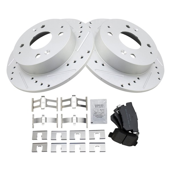 Brake Pads and Coated Rotors Set - Rear - with