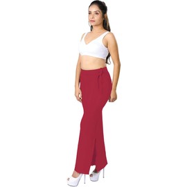 dermawear Women's Blended Fabric Saree Shapewear (Red; Medium)