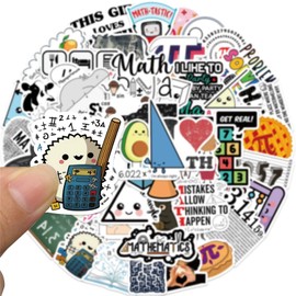 50 PCS Math Stickers Bulk for Teens Adults Students Teacher Science Decorations for Scrapbook Laptop Water Bottles Waterproof Classroom DIY Craft Supplies (Math)