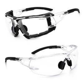 UKNOW Safety Glasses - Anti Fog Wraparound Lenses - Removable Foam Gasket - ANSI Z87.1 Protective Eyewear - Impact Resistant