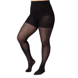 SHAPERMINT Solid Black Opaque Tights with Nylon Control Tights for Women from Small to Plus Size, black