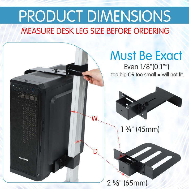 Relaxweex Under Desk PC Mount for Standing Desk Fits 65mm×45mm