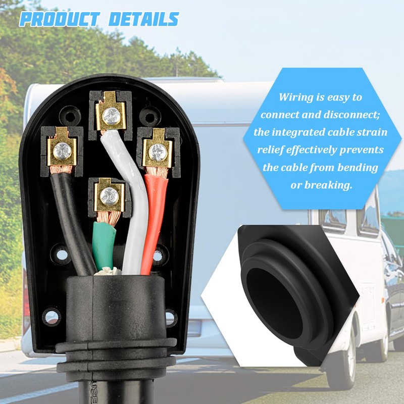 50A RV Male Replacement Plug, 14-50P, Pull Handle, Black