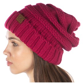 Funky Junque Exclusives - Gorro holgado de gran tamaño para mujer, Rosa encendido, Talla única