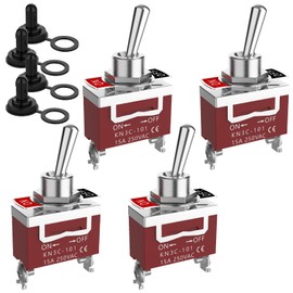 Toggle Switch, Malictele 12V 30A HeavyDuty ON/Off 2Pin SPST Waterproof Toggle Switch with Waterproof Cap for Auto Car Boats- 4Pack