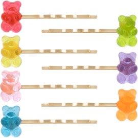 PAGOW 7 Styles Candy Hair Clips Cartoon Gummy Bear Barrettes Colorful Resin Animal Hairpins Handmade Birthday Valentines Christmas Hair Accessories for Women Thin Hair
