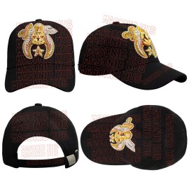 Masonic Shriner Jewel Embroidered Black Baseball Cap
