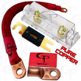 GP Audio 200 AMP ANL Fuse Holder INLINE Block BATTERY INSTALL KIT 2/0 AWG GAUGE COPPER R