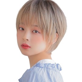 AQUADOL wig, short, full wig, boyish, cool, black hair, blonde, gradient, one size fits all, P-CMB. cinnamon beige pudding wg300P-CMB