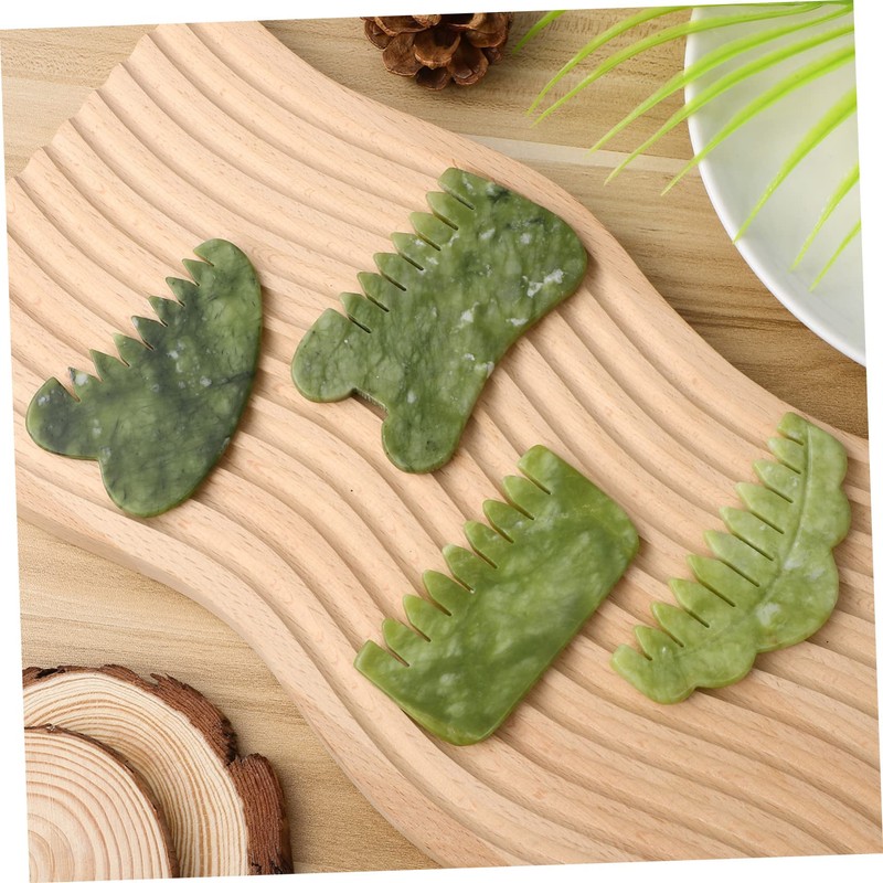 LALAFINA 4 Pcs Jade Comb Jade Stone Comb Gua Sha