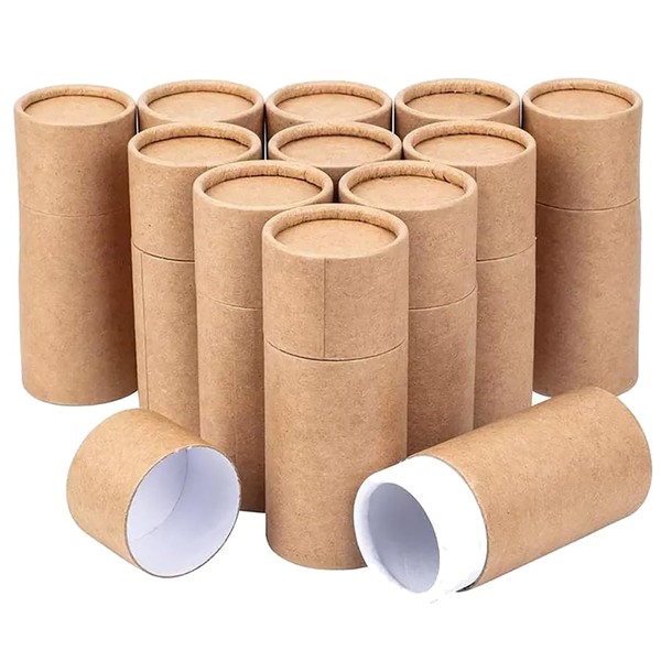 FSSTUD 12 Pcs 10ml Round Kraft Paper Containers Empty Cardboard Gift Tubes Essential Oil Packaging Tubes Tea Candy Coffee Jars Jewelry Packing Bottle with Lid