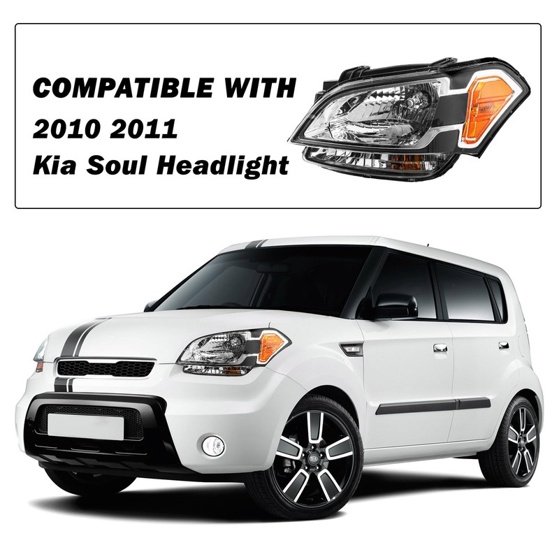 SOCKIR Halogen Projector Headlight for 2010 2011 Kia Soul Halogen