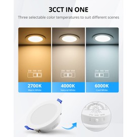 Gr4tec LED Downlights Ceiling Dimmable, 10 x 6W LED Recessed Ceiling Light Warm White Neutral White Cool White, Bathroom Spotlights IP65 Waterproof, φ68-80mm Hole, Recessed Lighting for Living Room