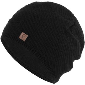 Faera Winter Hat Women Girls Warm Lined Fleece Lining Winter Knitted Hat Beanie 55, black
