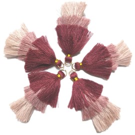 MSCFTFB 20 Pieces 2.4inch 3 Layers Small Tassels Tri-Colors Mala Tassel Charms with Jump Rings for Earring Necklace Jewelry Making Garland Keychain Dreamcatchers DIY Crafts Decorations(Dusty Rose)