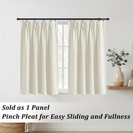 Lino Rosa Cafe Cortinas de 36 pulgadas de longitud para ventana de cocina sobre el fregadero, plisado, 80% opacas, color crema moderna, estilo bohemio de granja