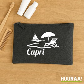 Huuraa Kulturbeutel Capri Italien Geschenk 1 Liter Charcoal Filz Capri Geschenkidee