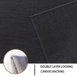 Ceneco Black Short Pile Chenille Rug, Non-Slip Washable Rugs for Bedroom, Low Pile Carpet for Living Room,Kids Room, Office, Lounge Room Mat (Black, 60×90cm)