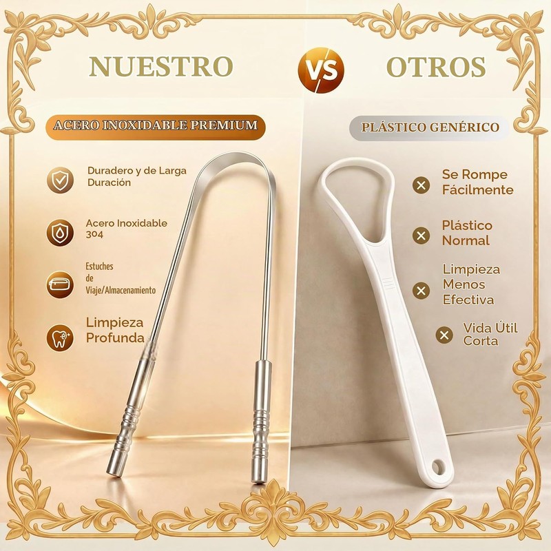 Rascador de lengua de acero inoxidable MasterMedi MMTC01 para aliento