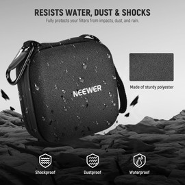 Neewer Storage Bag for 9 x 9 cm Filter, Shockproof Dustproof Waterproof Carrying Bag with Expandable Dividers, Wrist Strap and Carabiner for 5 Circular Filters 62 mm, PB11