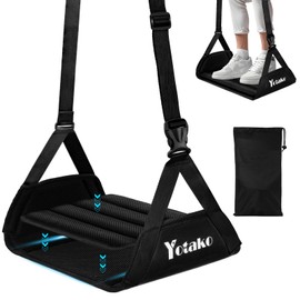 Yotako Foot Hammock for Flight, Portable Adjustable Wide Airplane Foot Rest with Removable Bamboo Support and Storage Pouch, Best Airplane Gadgets to Relieve Foot Fatigue for Home Office Car Train